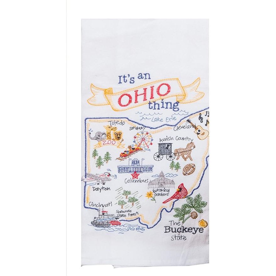 Ohio Embroidered Flour Sack Towel
