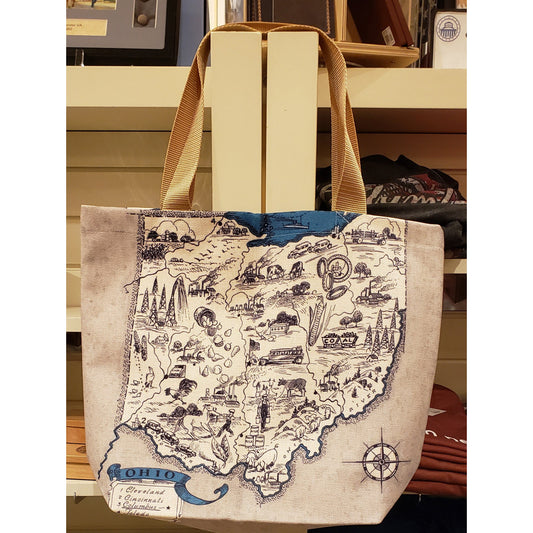 Ohio Statehouse and Map Vintage Totes
