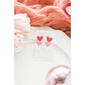 PInk Valentine Stacked Heart Earrings
