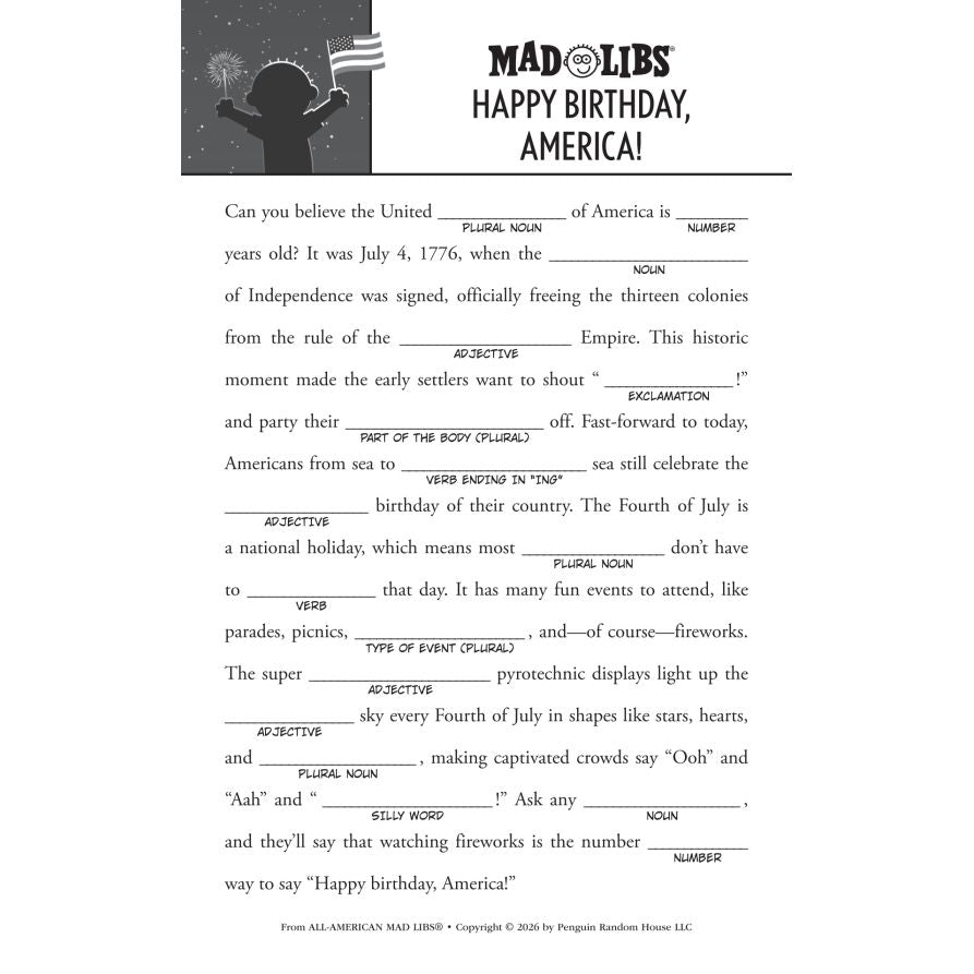 All American Mad Libs