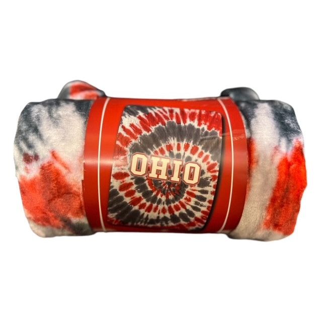 OHIO Tie Dye Plush Throw Blanket