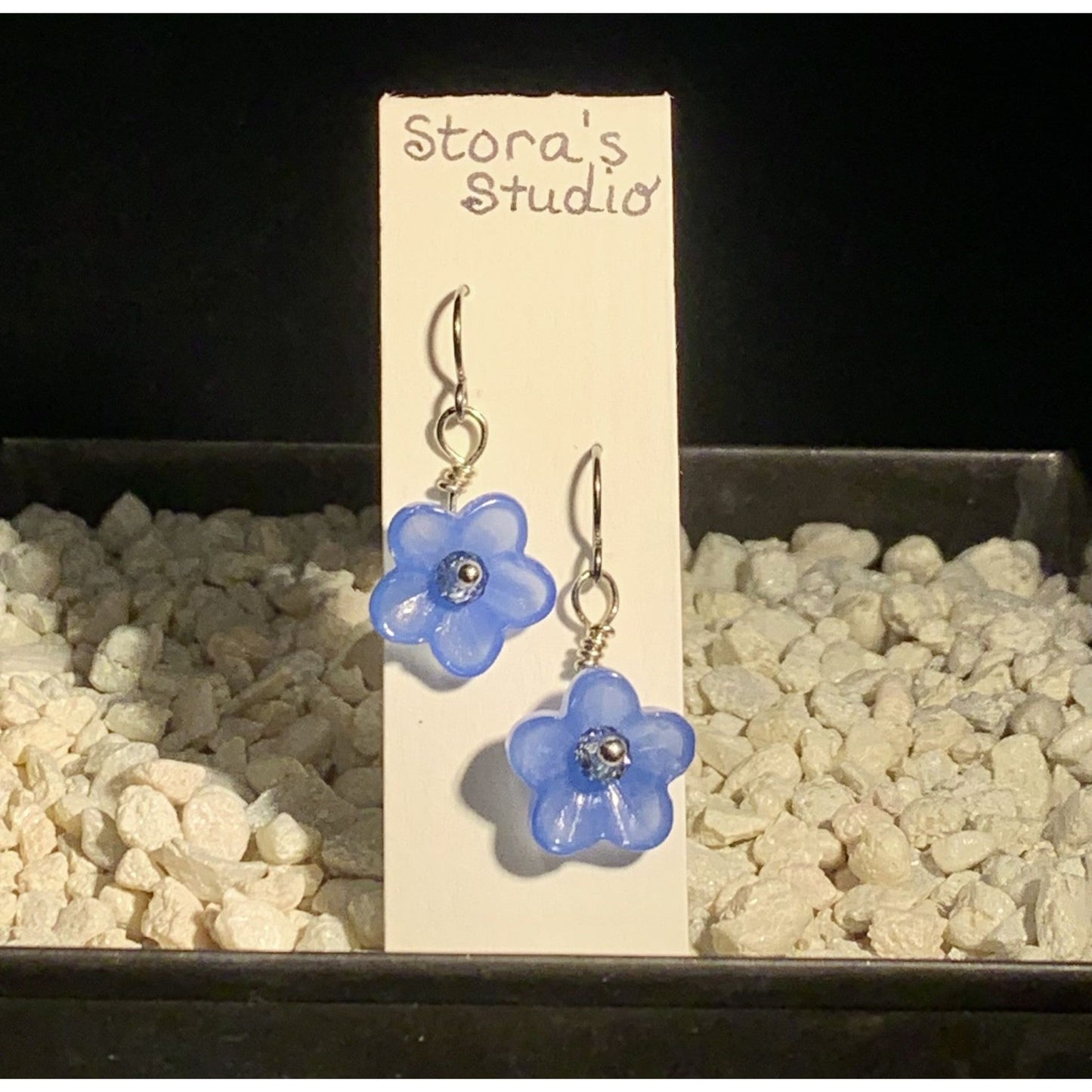 Blue Acrylic Flower Earrings