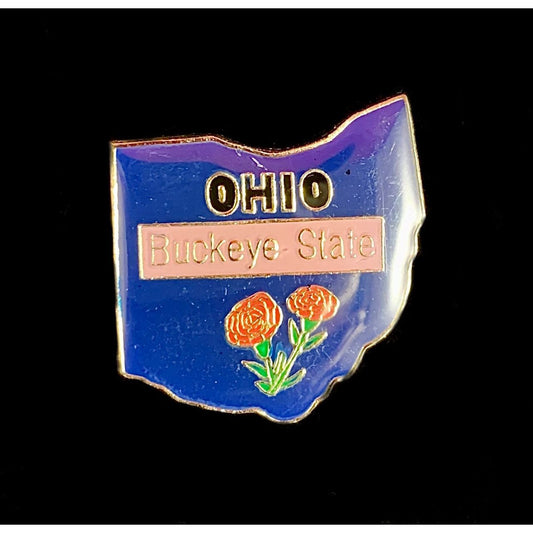 Blue Ohio Shape Lapel Pin