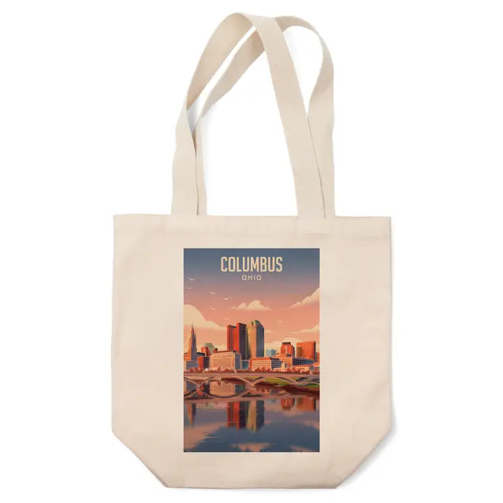 Columbus Ohio Skyline Lithograph Organic Tote Bag