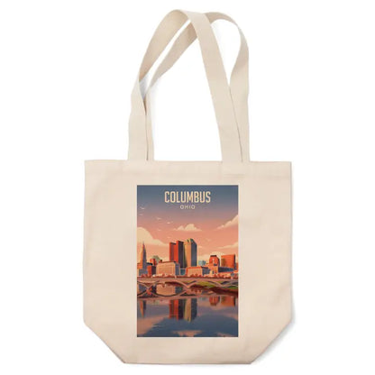 Columbus Ohio Skyline Lithograph Organic Tote Bag