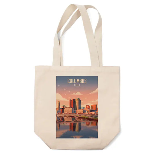 Columbus Ohio Skyline Lithograph Organic Tote Bag