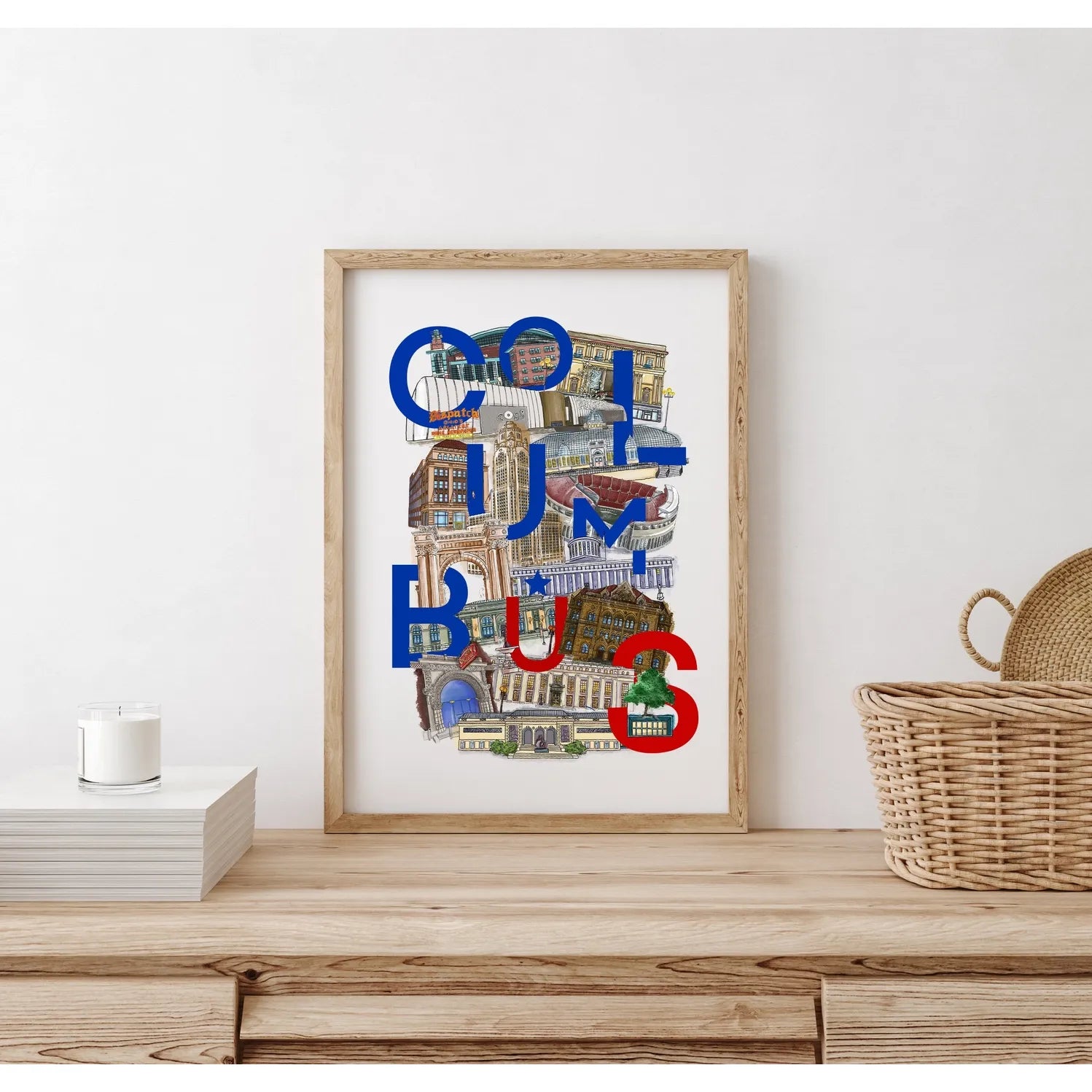 Columbus Landmarks Art Print by Local Artist 5x7