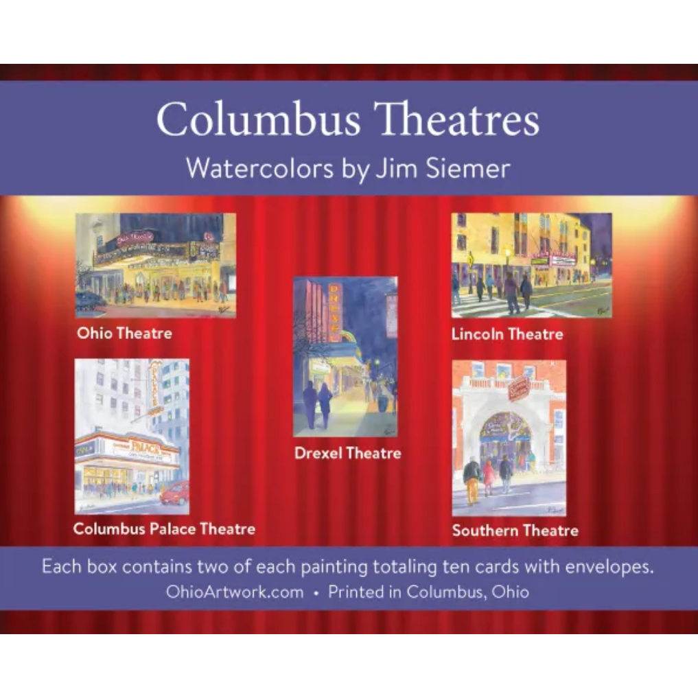 Boxed Set of Columbus Theatres 10 Notecards by Jim Siemer