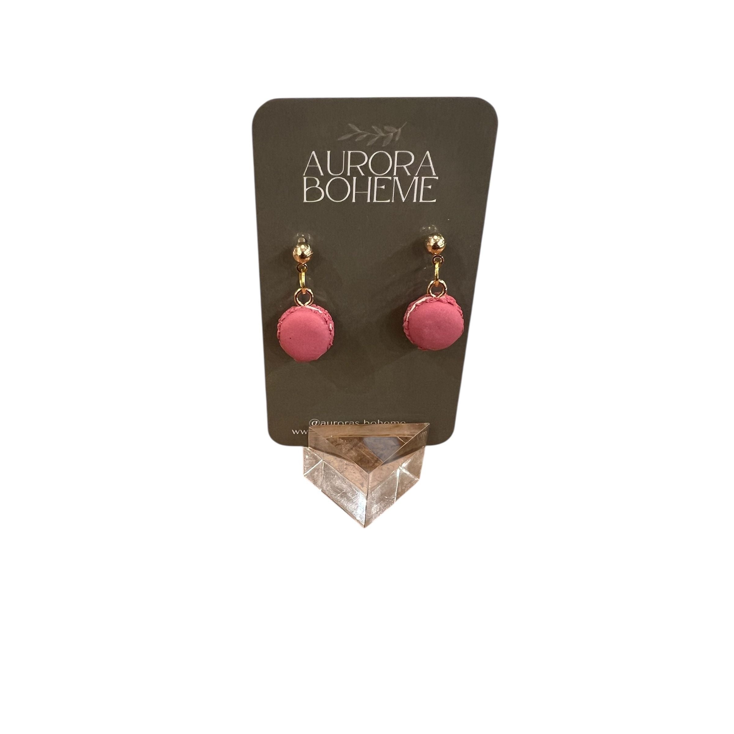 Dark Pink Mini Macaron Dangle Earrings