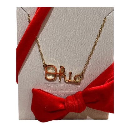 Gold Script Ohio Necklace