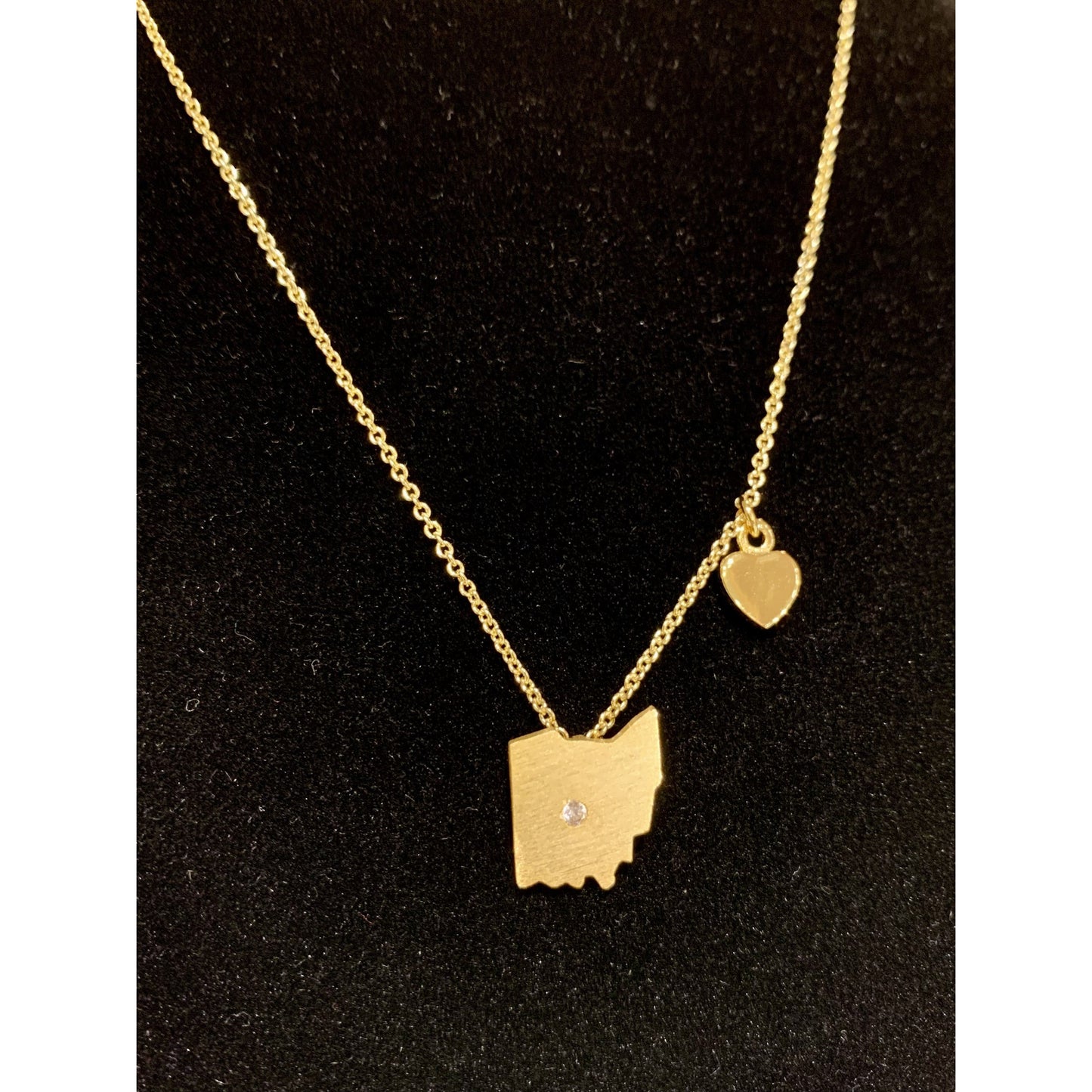 Gold Ohio with Heart Necklace