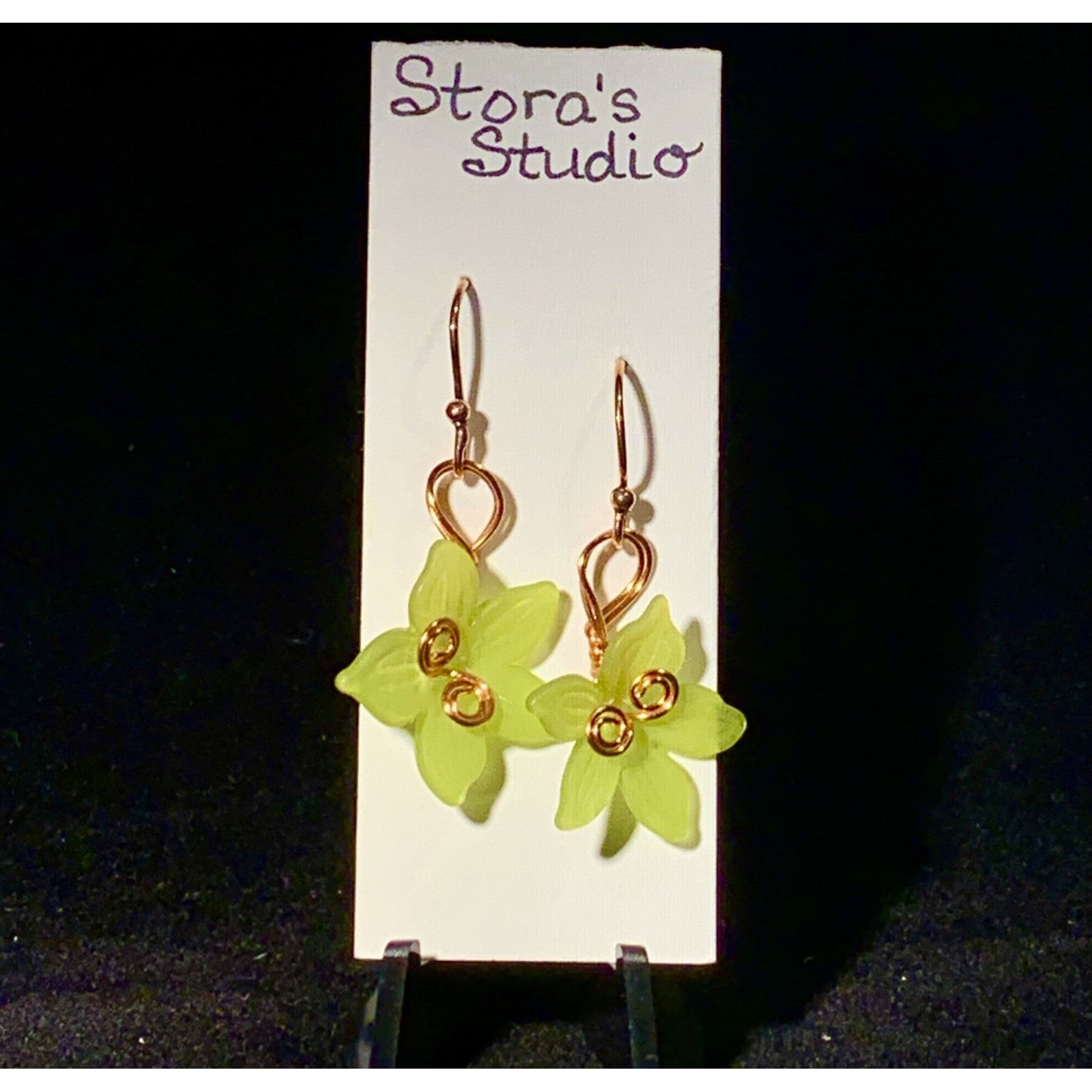Green Acrylic Flowers Earrings