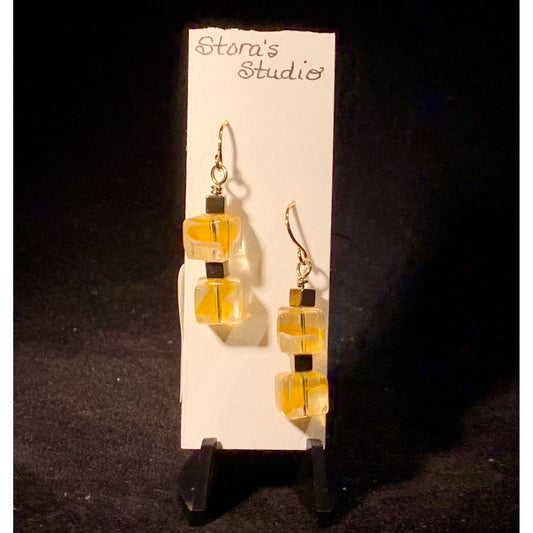 Hand Wrapped Wire & Glass Earrings