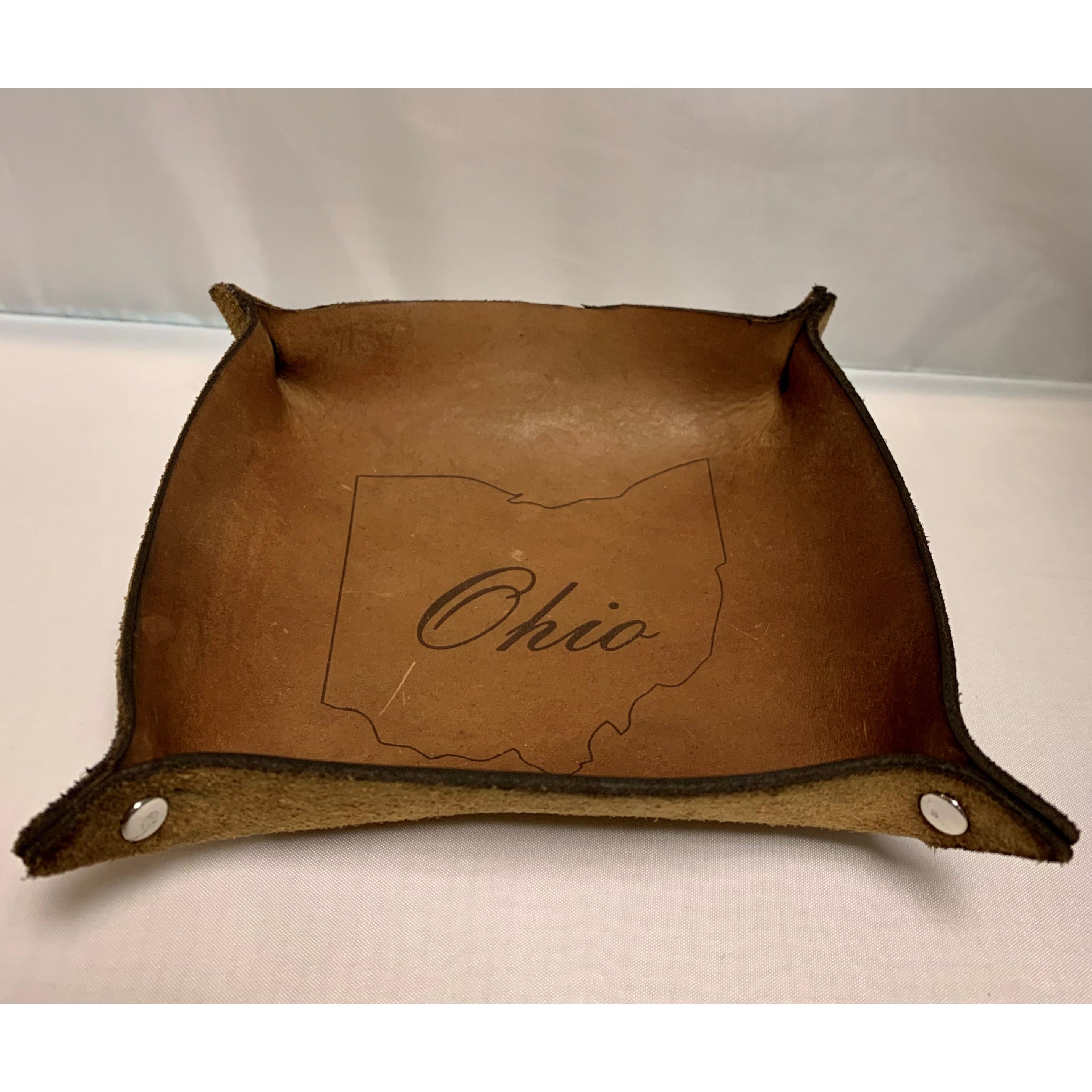 Script Ohio Lthr Valet Tray