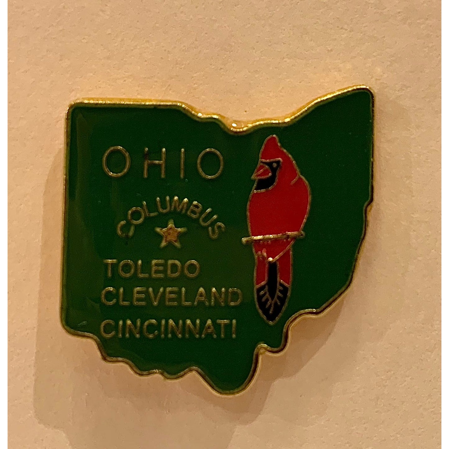 Green Ohio with Cardinal Lapel Pin