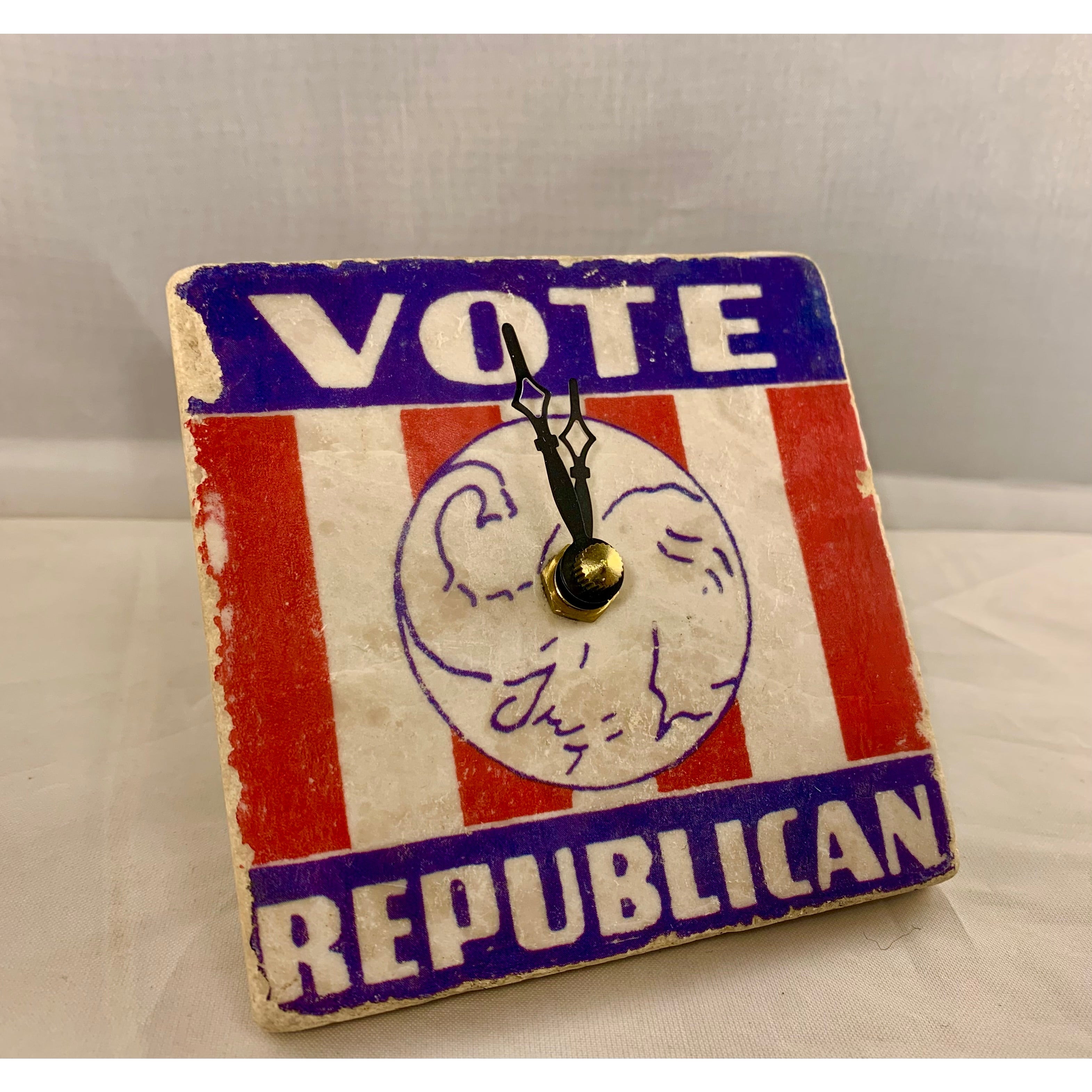 Democratic Clock Vote Republican Political Stone Clock 4