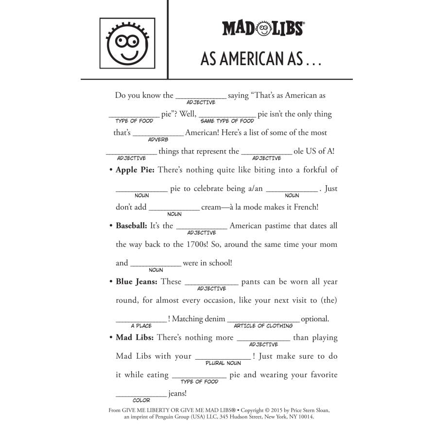Give Me Liberty or Give Me Mad Libs