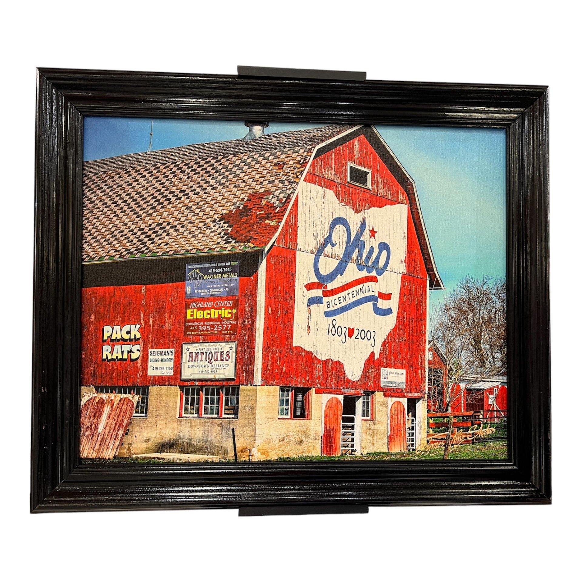 Lima Red Barn Framed 20"x24" Photo on Canvas