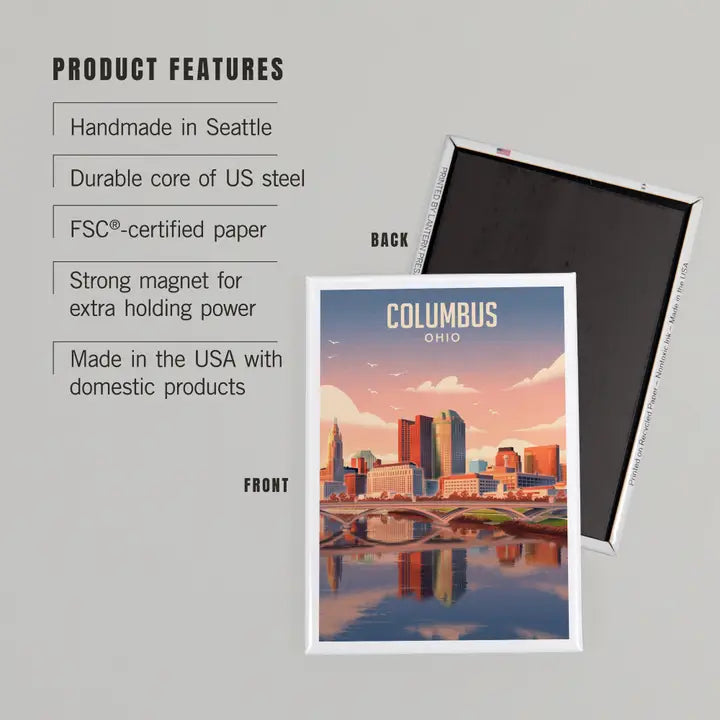 Columbus Ohio Skyline Lithograph Magnet