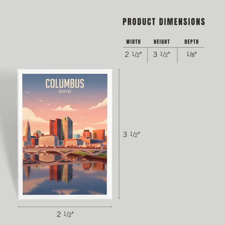 Columbus Ohio Skyline Lithograph Magnet