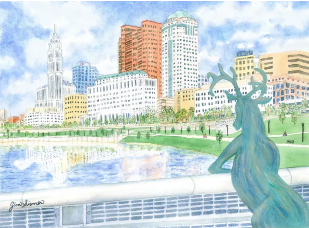 My Deer Columbus Notecard by Jim Siemer