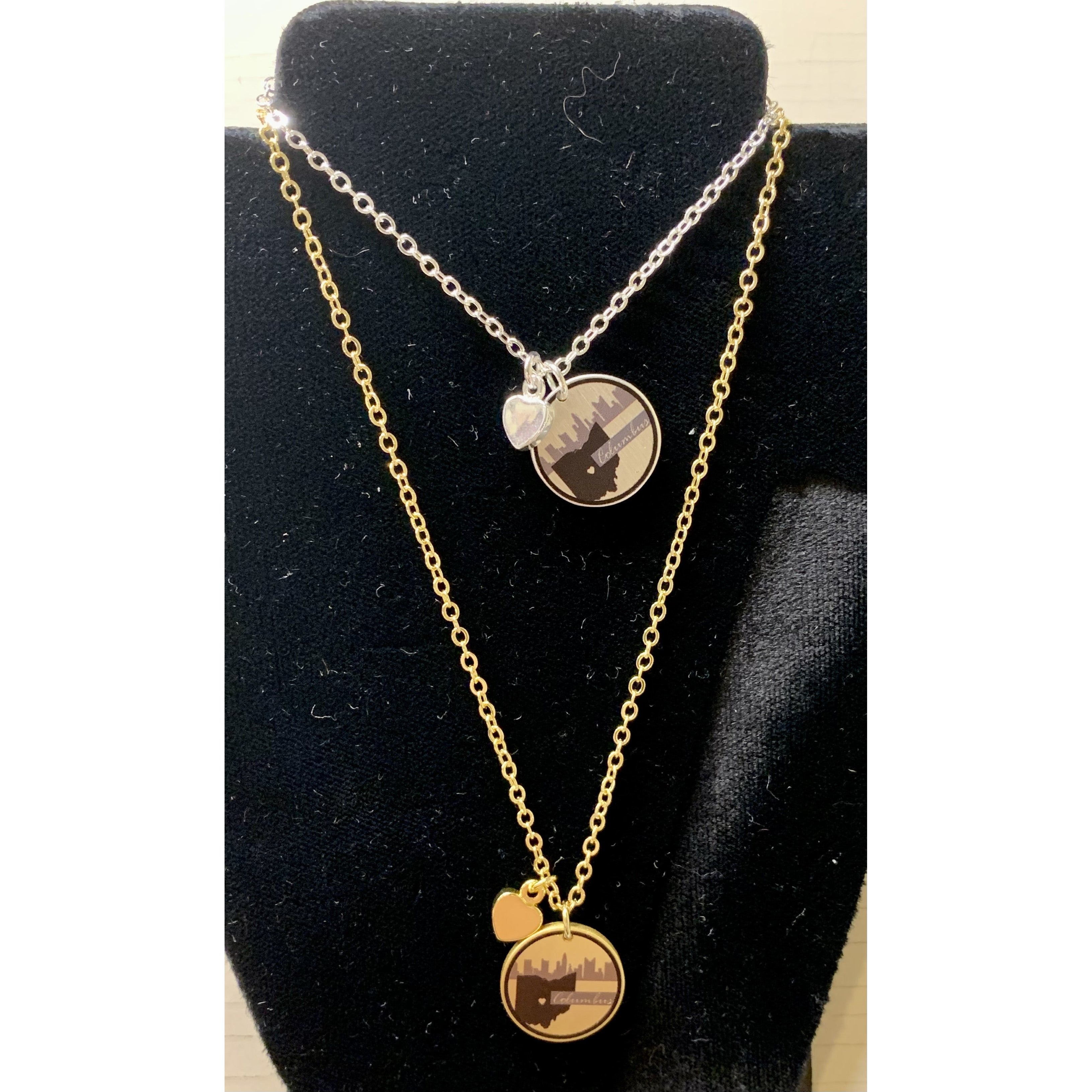 Silver or Gold Ohio and Skyline Necklace