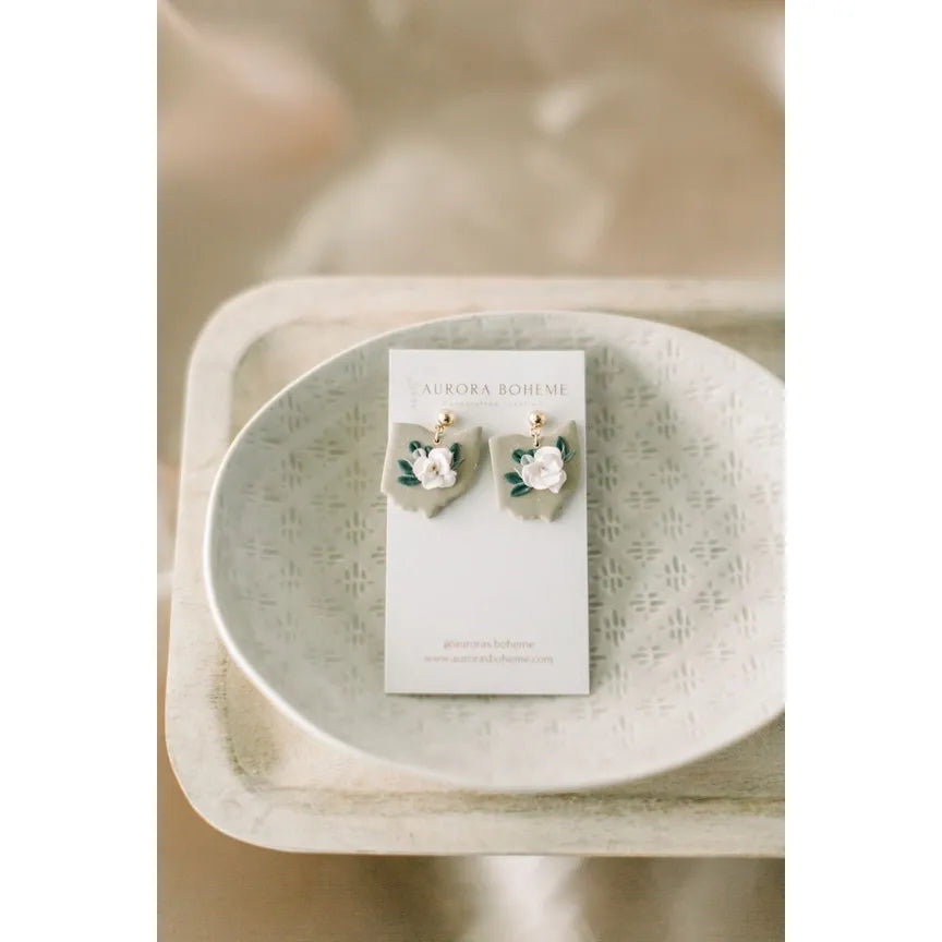 My Heart is in Ohio Floral Dangle Earrings Handmade