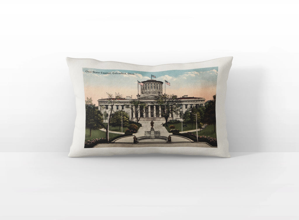Ohio Statehouse Pillow from Vintage Postcard 12"x16"