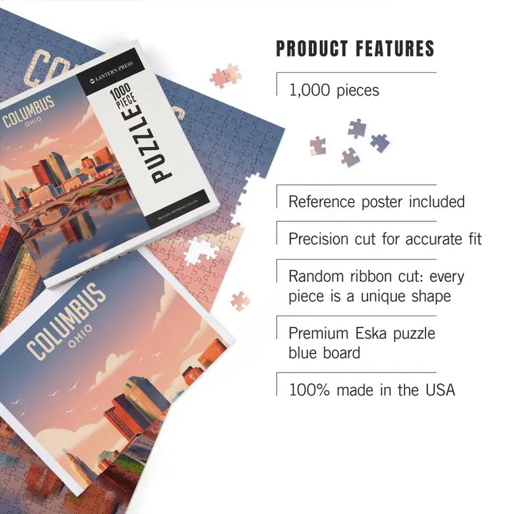 Columbus Skyline Lithograph 1000 piece Puzzle