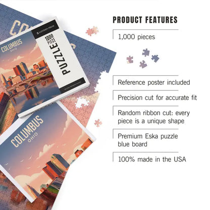 Columbus Skyline Lithograph 1000 piece Puzzle