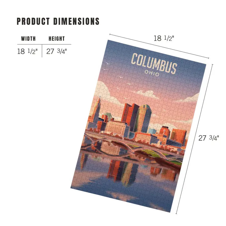 Columbus Skyline Lithograph 1000 piece Puzzle