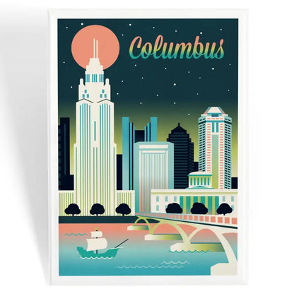 Columbus Retro Skyline Magnet