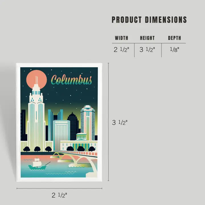 Columbus Retro Skyline Magnet