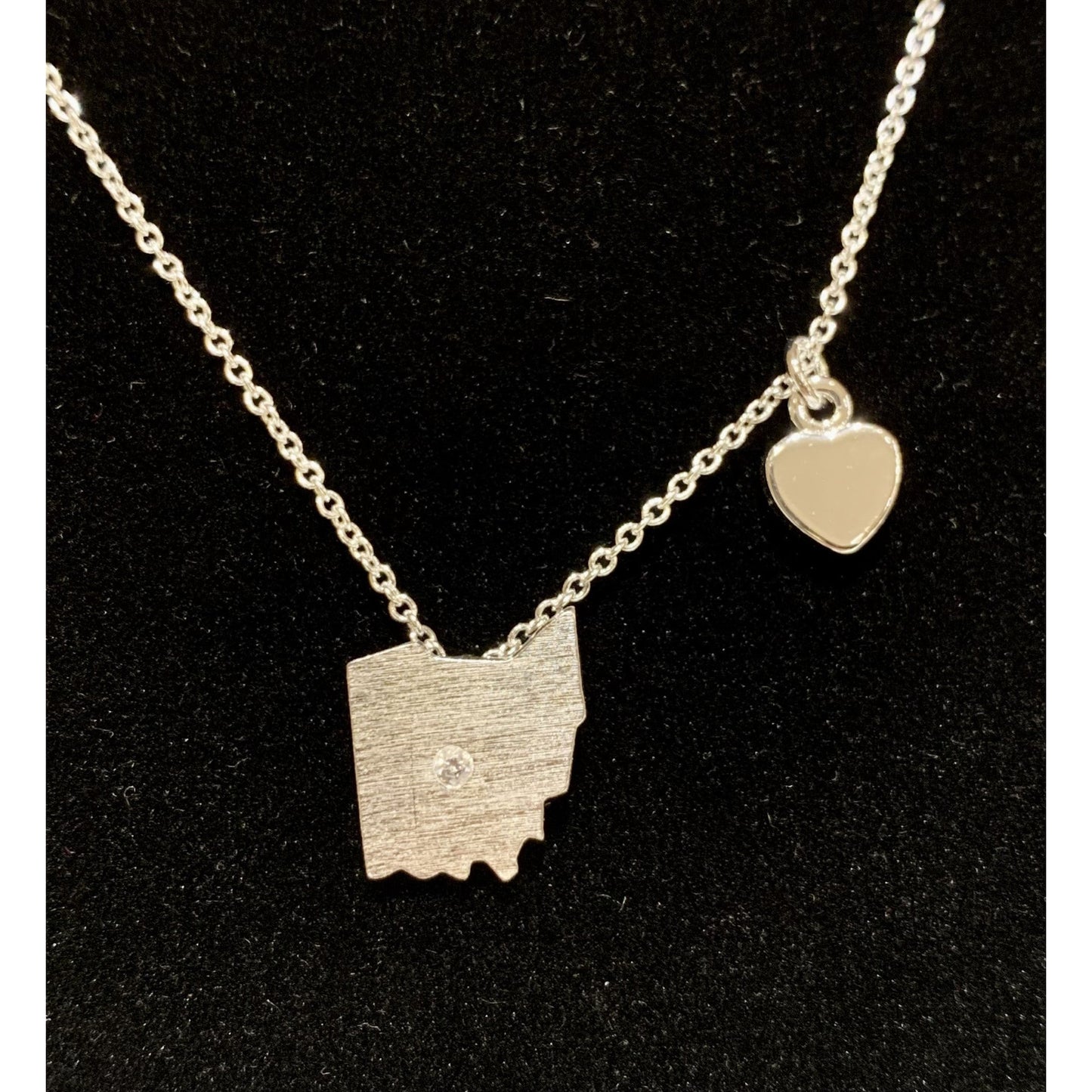 Silver Ohio with Heart Necklace