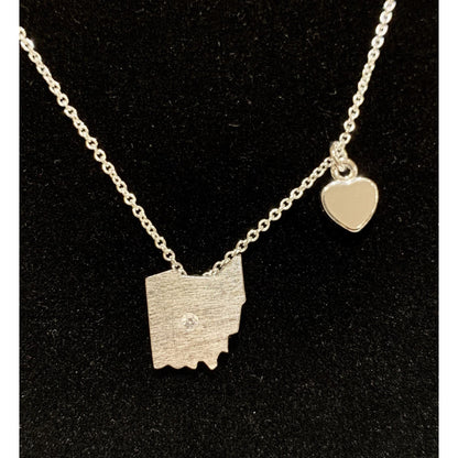 Silver Ohio with Heart Necklace