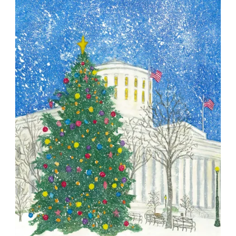 Snowy Holidays at the Statehouse Magnet by Jim Siemer
