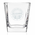 Square Bourbon Rocks  Etched Glass State of Ohio Seal, Senate, House of Representatives