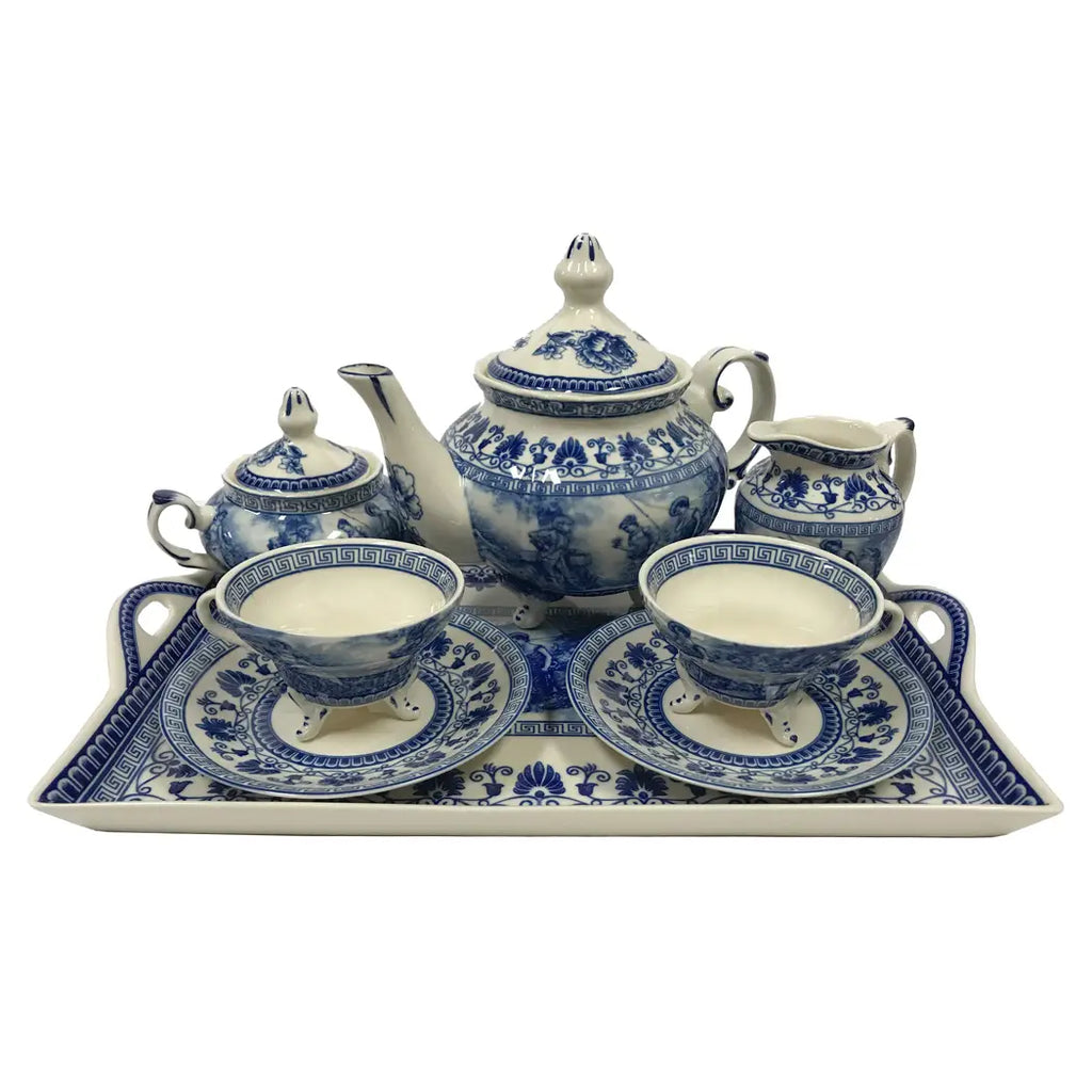 10 Pc. Reproduction Transferware Tea Set with Tray