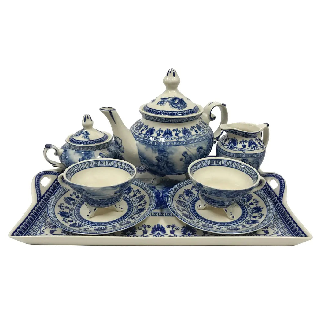 10 Pc. Reproduction Transferware Tea Set with Tray