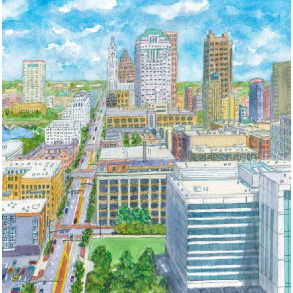View of Columbus from the Franklin County Court's Overlook Cafe Notecard by Jim Siemer