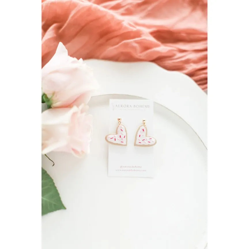 Heart Sugar Cookie Dangle Earrings