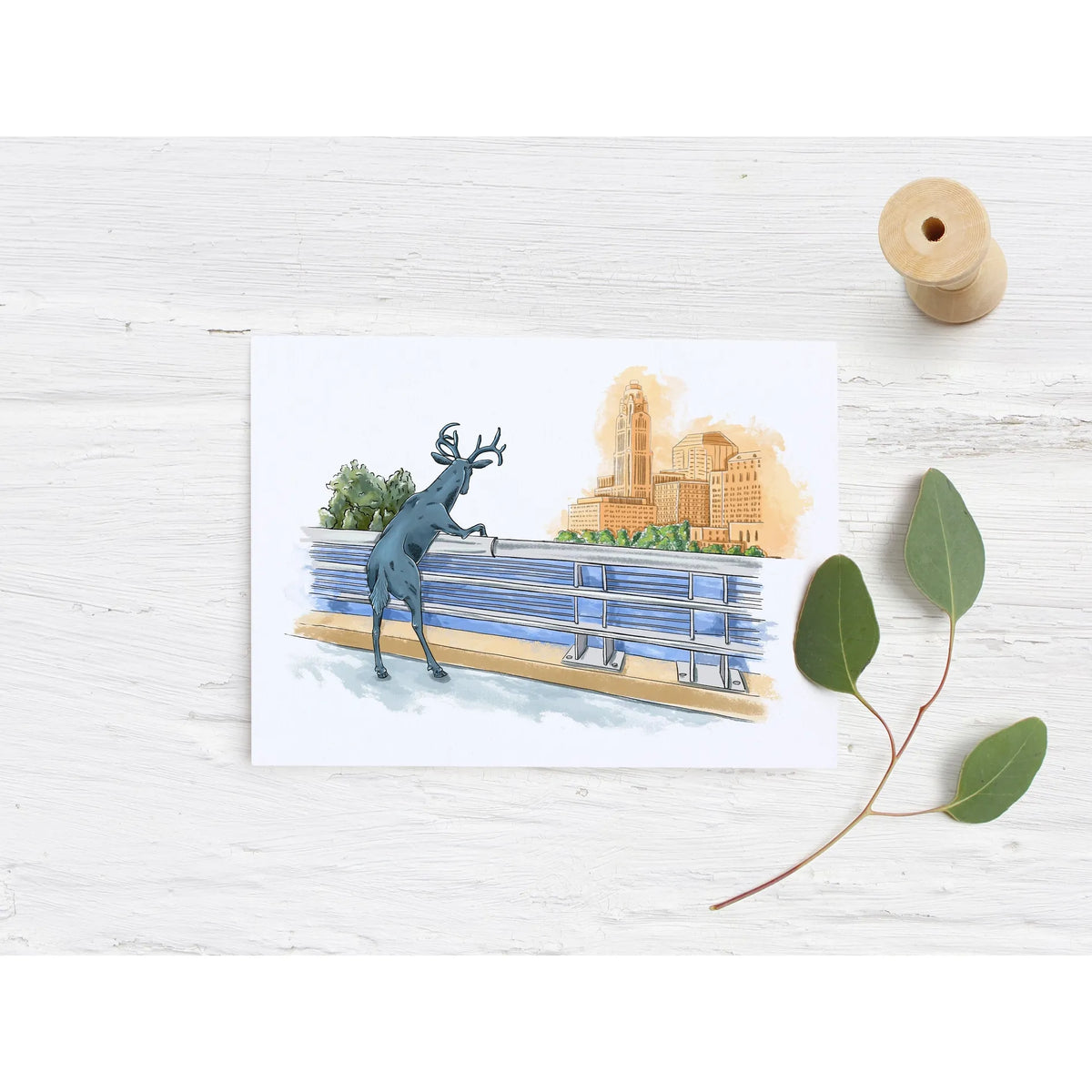 Scioto Lounge Bronze Deer Card Scioto Mile by Local Artist