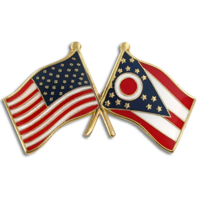 Ohio and U.S.  Flag Lapel pin