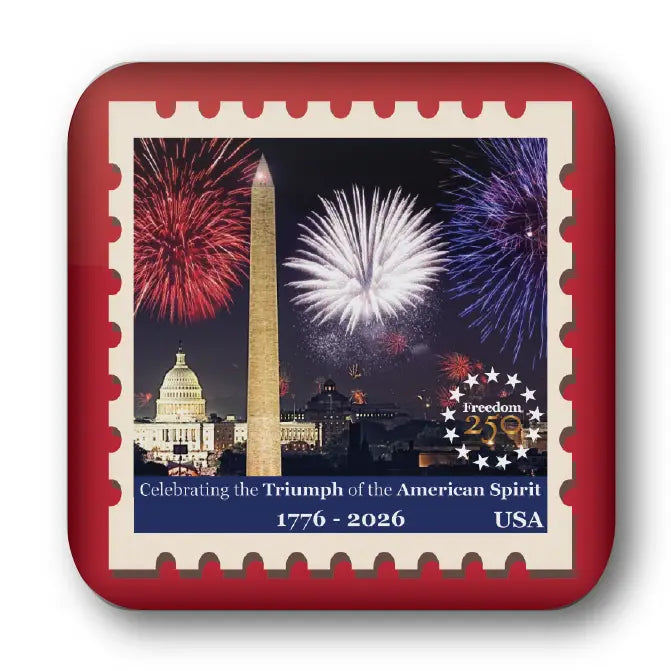 Freedom 250 Red Stamp Fireworks Magnet