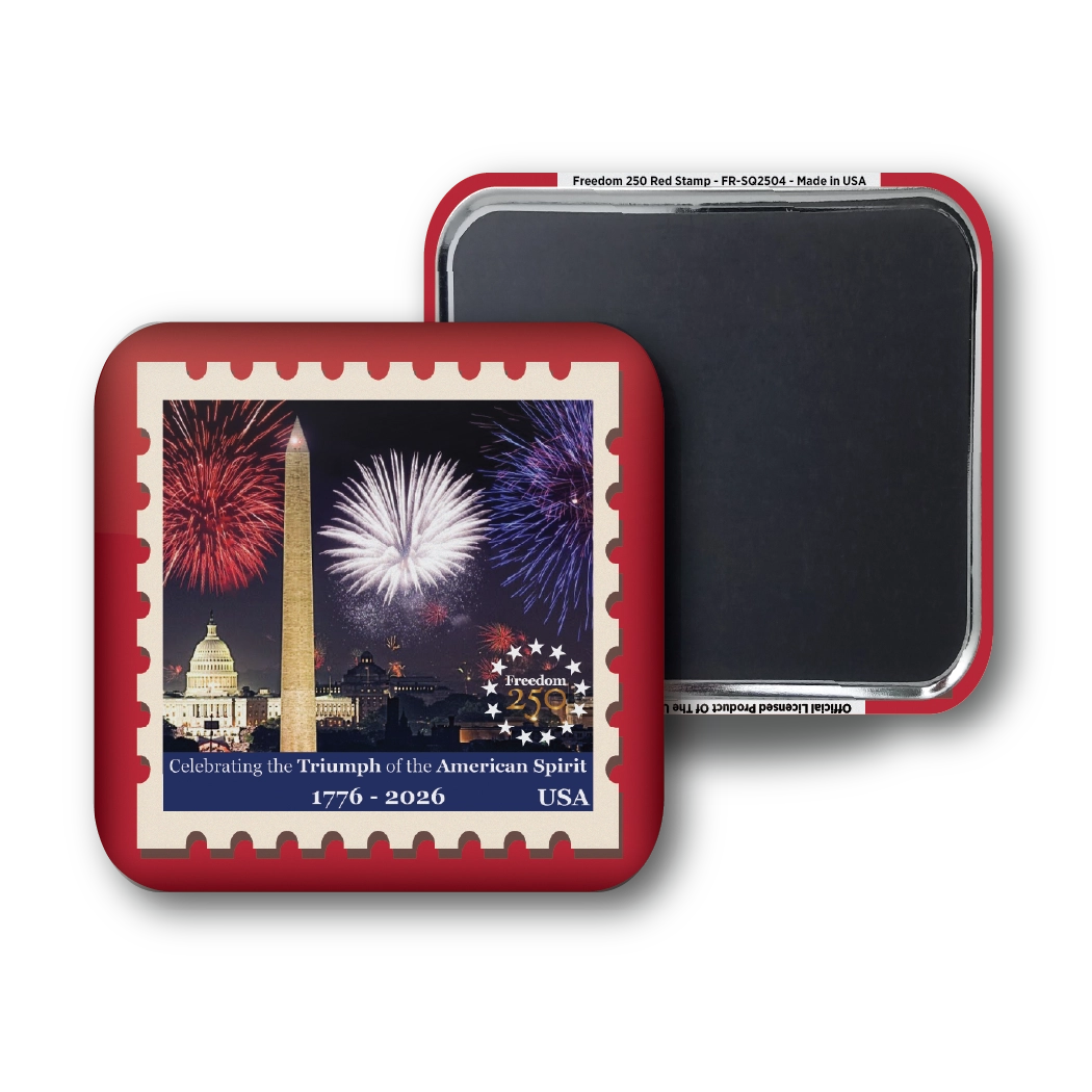 Freedom 250 Red Stamp Fireworks Magnet