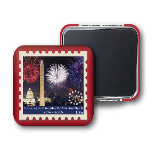 Freedom 250 Red Stamp Fireworks Magnet