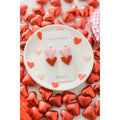 Red and Pink Glitter Hearts Dangle Earrings