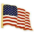 Gold Waving American Flag Lapel Pin