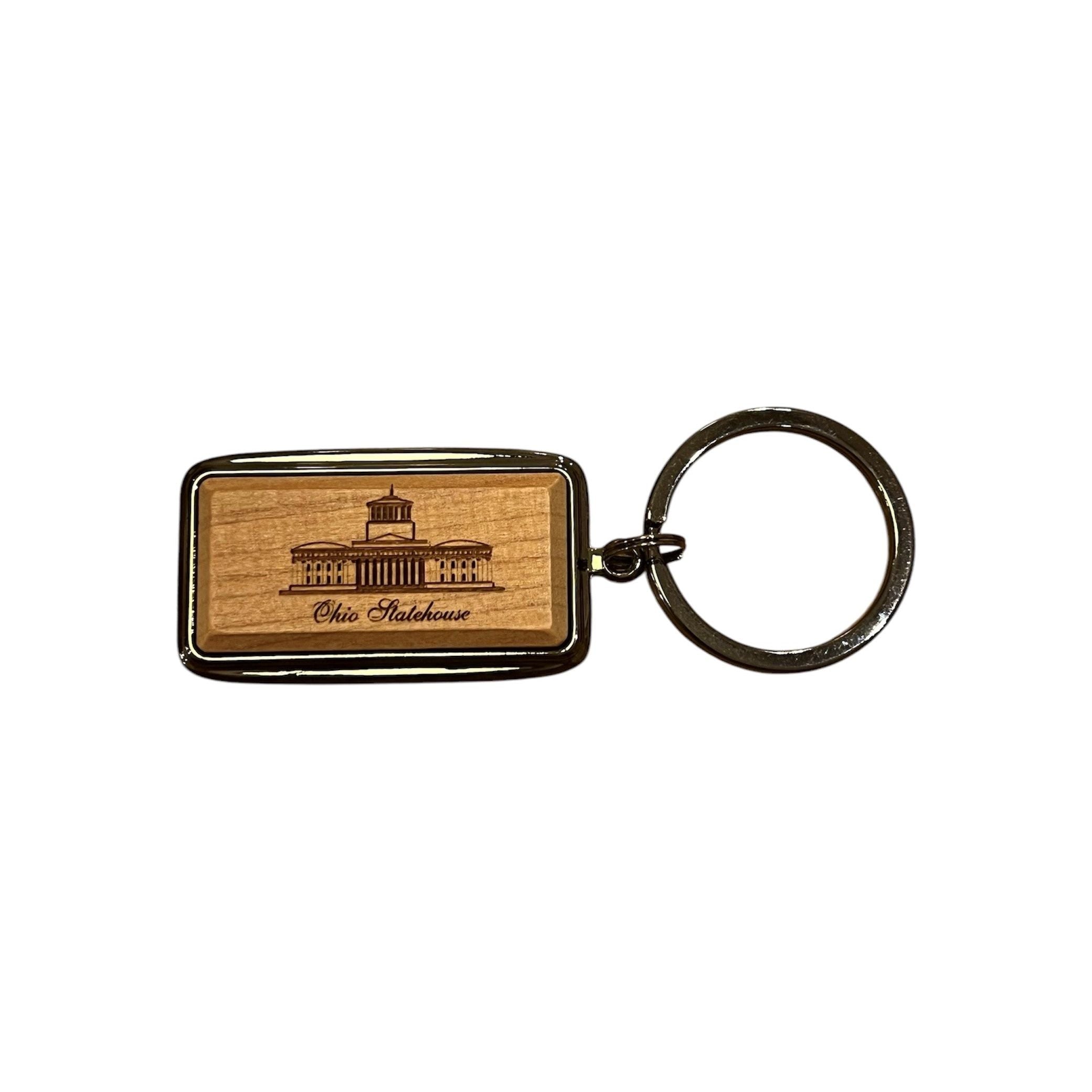 Cherry Wood Statehouse Keychain