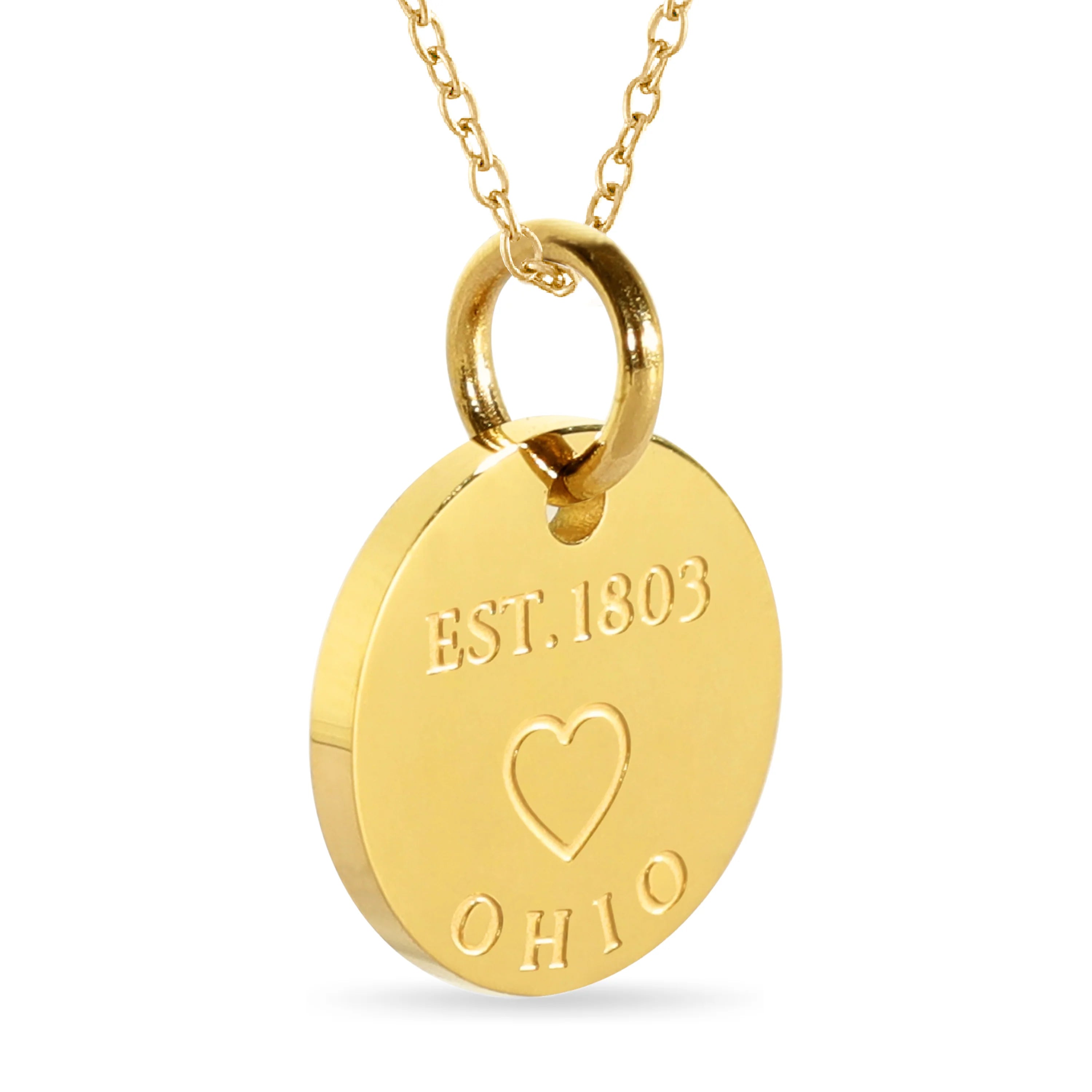 OSU Ohio Map Engraved 18K Gold Necklace